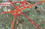 Działka doskonale widoczna a autostrady A1 przy węźle Gliwice - Sośnica